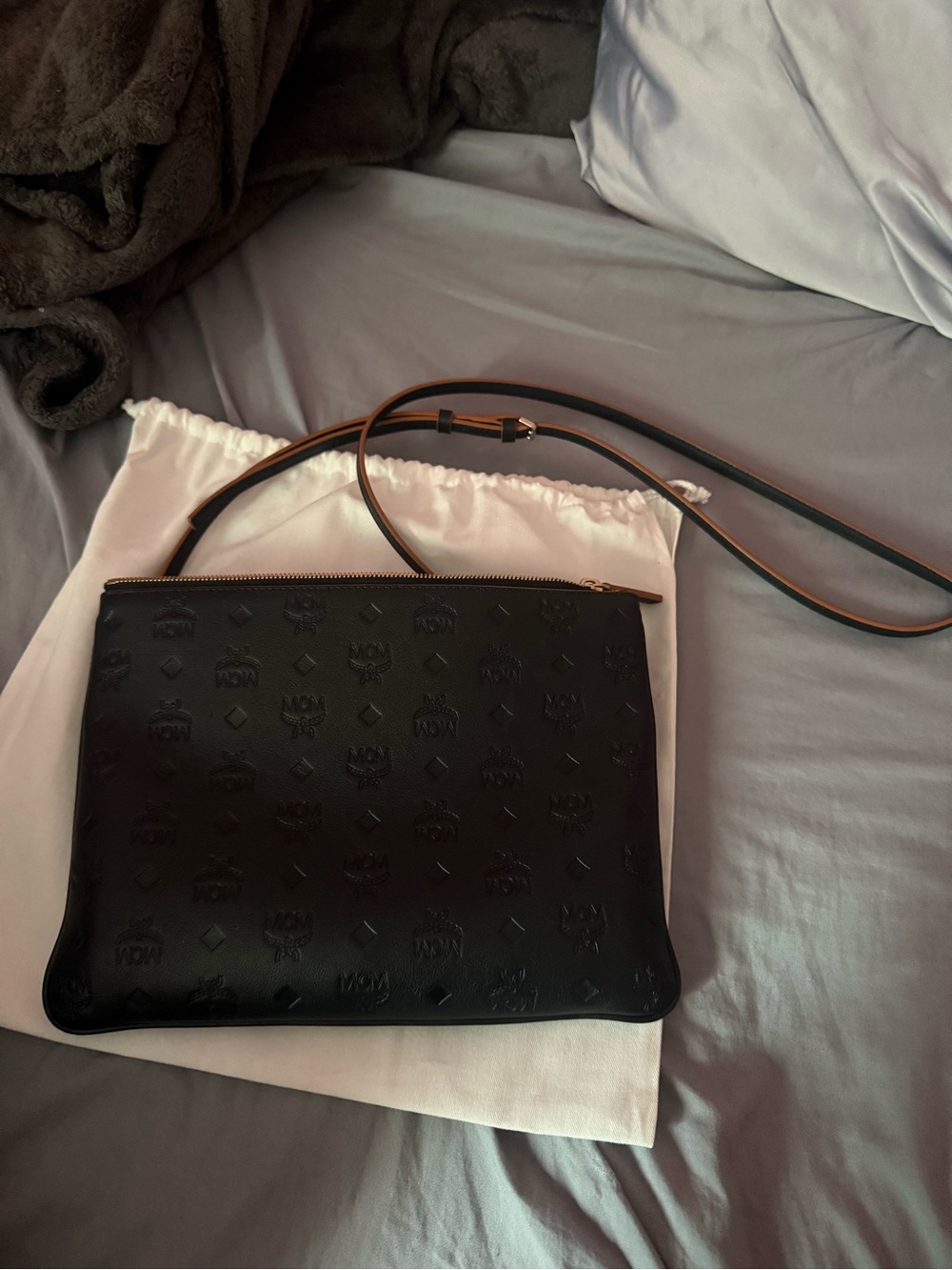 MCM Aren Crossbody Pouch in Monogram Leather